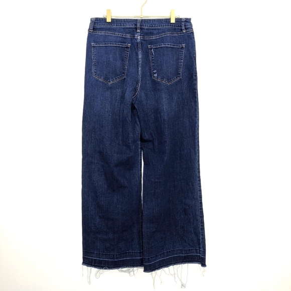 A.N.A Size 12 Dark Wash Blue High Rise Wide Leg Lightly Distressed Denim Jeans - Picture 5 of 8